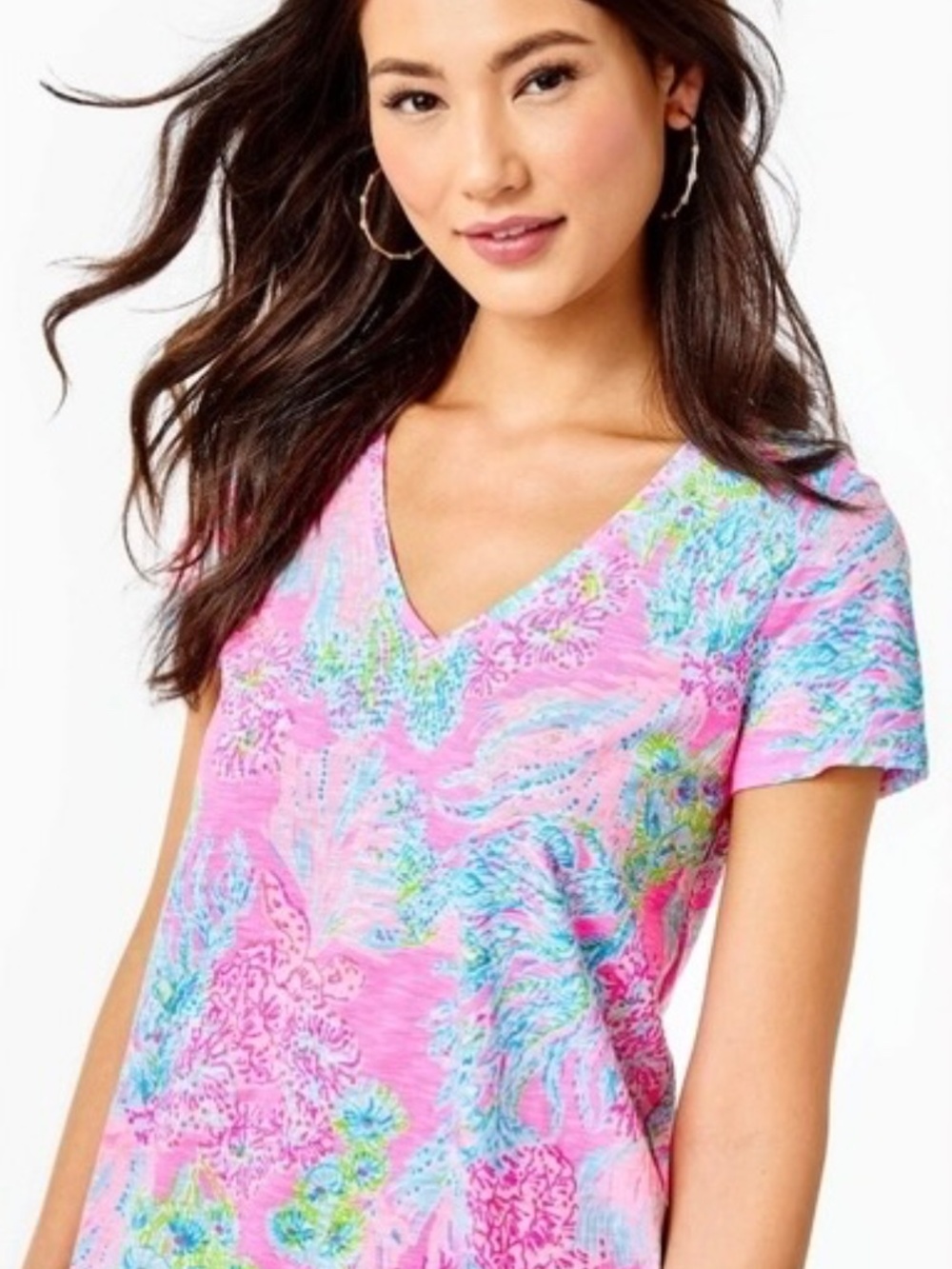 Lilly Pulitzer Etta V-Neck Top in Prosecco Pink Seaing Things Size Small